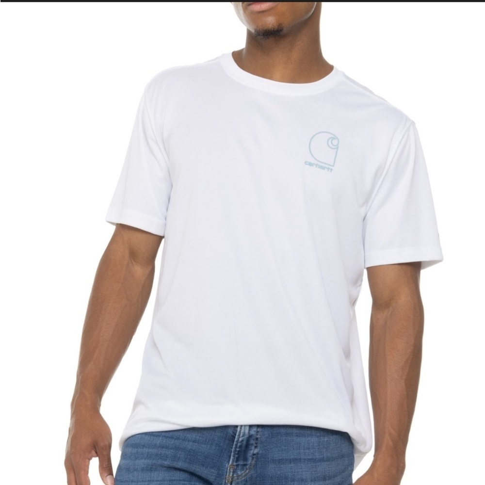 🆕Carhartt Men’s Shirt Force Sun Defender Short Sleeve UPF 50 Relaxed Fit White M